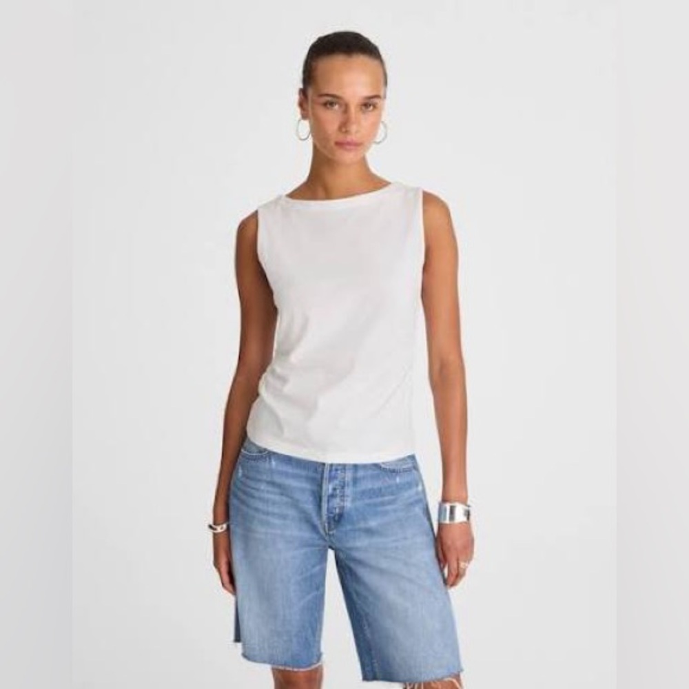 Madewell Women’s Cinched Crewneck Tank White Size M NWOT #NX569